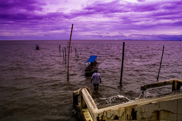 .Boat trip with the sea