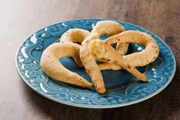 Cheese bun or cheese bread, a popular snack and breakfast food in Brazil, Colombia, Ecuador, Argentina and Paraguay