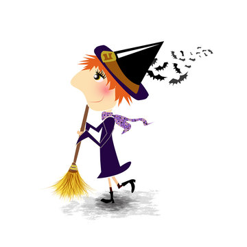 Strega di  Halloween isolata su sfondo bianco