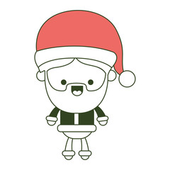 santa claus cartoon full body happiness expression on color section silhouette