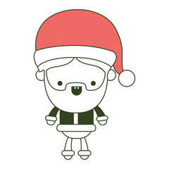 santa claus cartoon full body tranquility expression on color section silhouette
