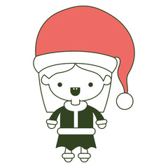 santa claus woman cartoon full body face mouth open expression on color section silhouette