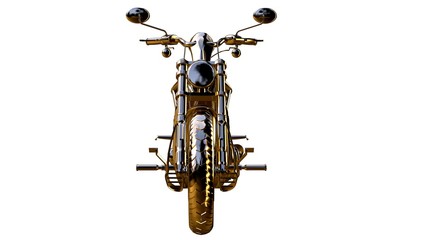 Fototapeta na wymiar 3d rendering of a golden motorcycle on isolated on a white background