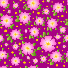 Fototapeta na wymiar Seamless pattern for paper, textiles. Seamless pattern with pink and yellow flowers.