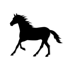 Obraz na płótnie Canvas Black silhouette of a running horse on a white background