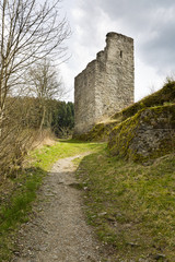 Fototapeta na wymiar Castle Manderscheid Ruins, Eifel, Germany