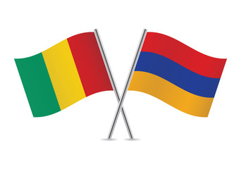 Guinea and Armenia flags.Vector illustration.