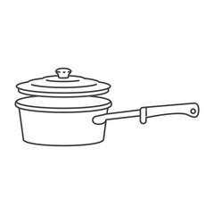 pan with handle and lid monochrome silhouette