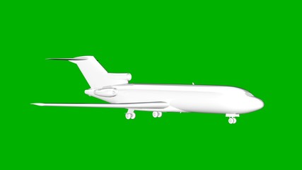 isolated white 3d rendering of an airplane on a green background