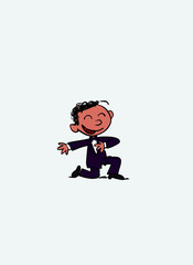 Groom begging on his knees, cheerful.. Vector isolated character.