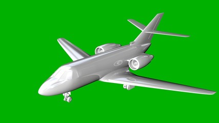 isolated white 3d rendering of an airplane on a green background