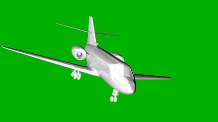 Fototapeta na wymiar isolated white 3d rendering of an airplane on a green background