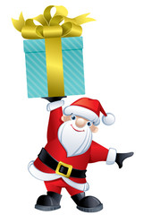 Cute Santa Claus holding a present