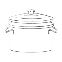 cooking pot with lid monochrome blurred silhouette