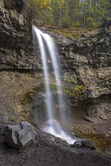 Troll Falls one of several Waterfalls in Marmot Creek near Nakiska Village in Kananaskis Country, Foothills of Rocky Mountains Alberta Canada