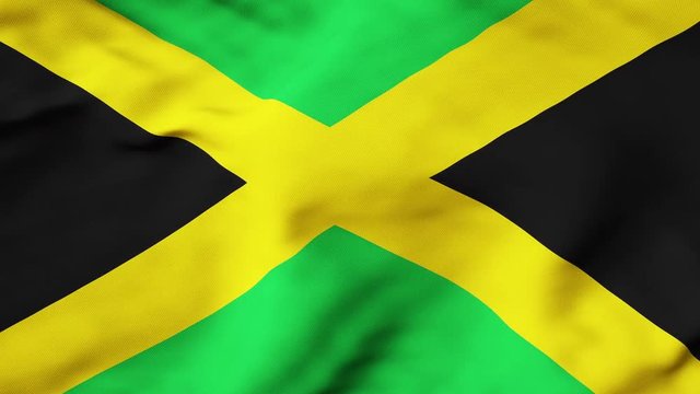 The Jamaica flag waving in the wind. The Jamaican flag flaps in the breeze, filling the whole frame. See portfolio for similar and much more!
