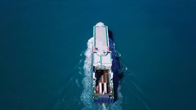 Large RoRo (Roll on/off) vessel cruising the Mediterranean sea
