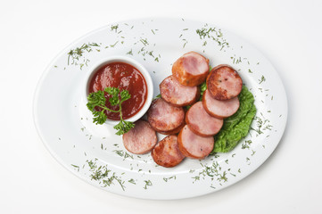chopped sausages