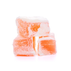 Turkish delight or rahat lokum isolated over white background