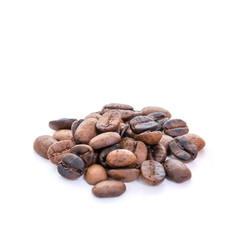 Roasted coffee beans isolated over white background