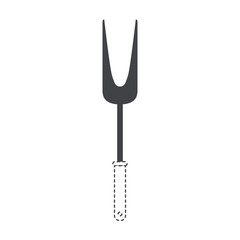 carving fork utensil black silhouette and dotted contour