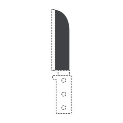 santoku knife utensil black silhouette and dotted contour
