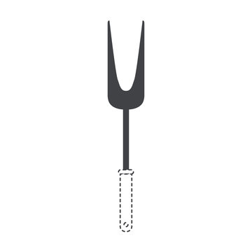 carving fork utensil black silhouette and dotted contour