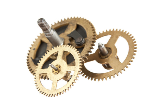 clockwork gears isolated on white background