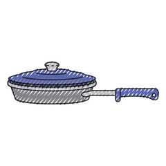 stewpan with handle and lid colored crayon silhouette
