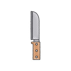 santoku knife utensil colored crayon silhouette