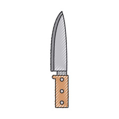 cook knife utensil colored crayon silhouette