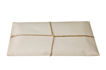 parcel wrapped with brown kraft paper