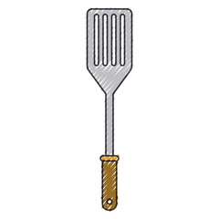 frying spatula utensil colored crayon silhouette
