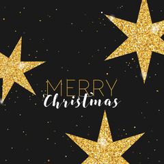 Golden Glitter Christmas Star Greeting Card for your Invitation, Banner, New Year Congratulation in vector