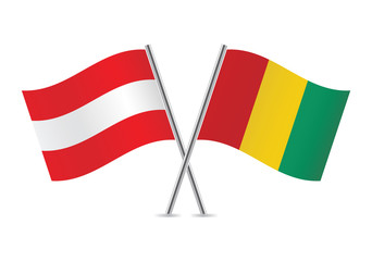 Austria and Guinea flags.Vector illustration.