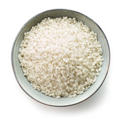 Bowl of raw round rice