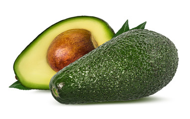 Fresh avocado isolated on white background with clipping path