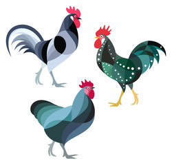 Stylized Chickens - Roosters