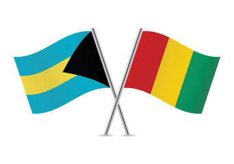 Bahamas and Guinea flags.Vector illustration.