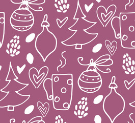 Christmas seamless pattern with fir tree