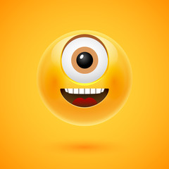 Happy smiley cyclpos vector illustration. Cartoon character emoji