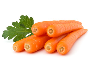 Sweet raw carrot tuber isolated on white background cutout