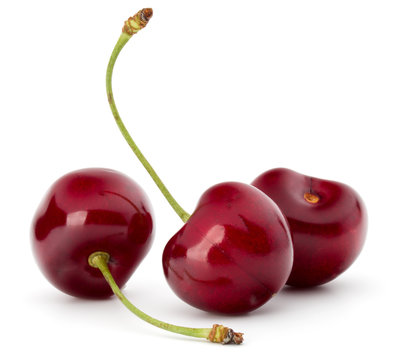 Sweet cherry berries isolated on white background cutout