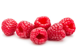 ripe raspberries isolated on white background close up