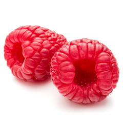 ripe raspberries isolated on white background close up