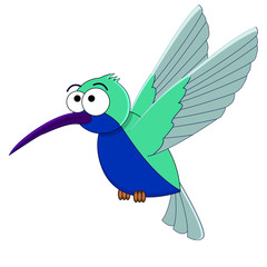 Cute cartoon hummingbird