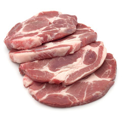 Raw pork chop meat isolated on white background cutout