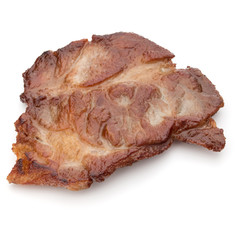 Cooked fried pork meat isolated on white background cutout