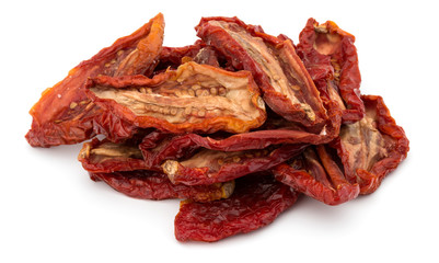 Dried tomatoes isolated on white background cutout