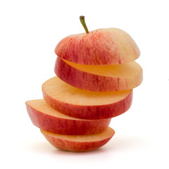 Red sliced apple isolated on white background cutout